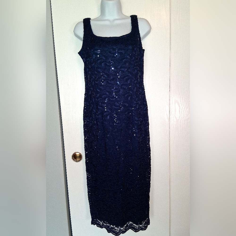 Alex Evenings Lace And Sequin Dress, Sz 8